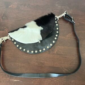 Chic Black and White Crossbody Bag with Stud Accents